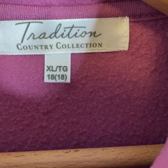 VINTAGE Tradition Rose Fleece Jacket Floral Embroidered Zip Grandma Size XL - Picture 8 of 10